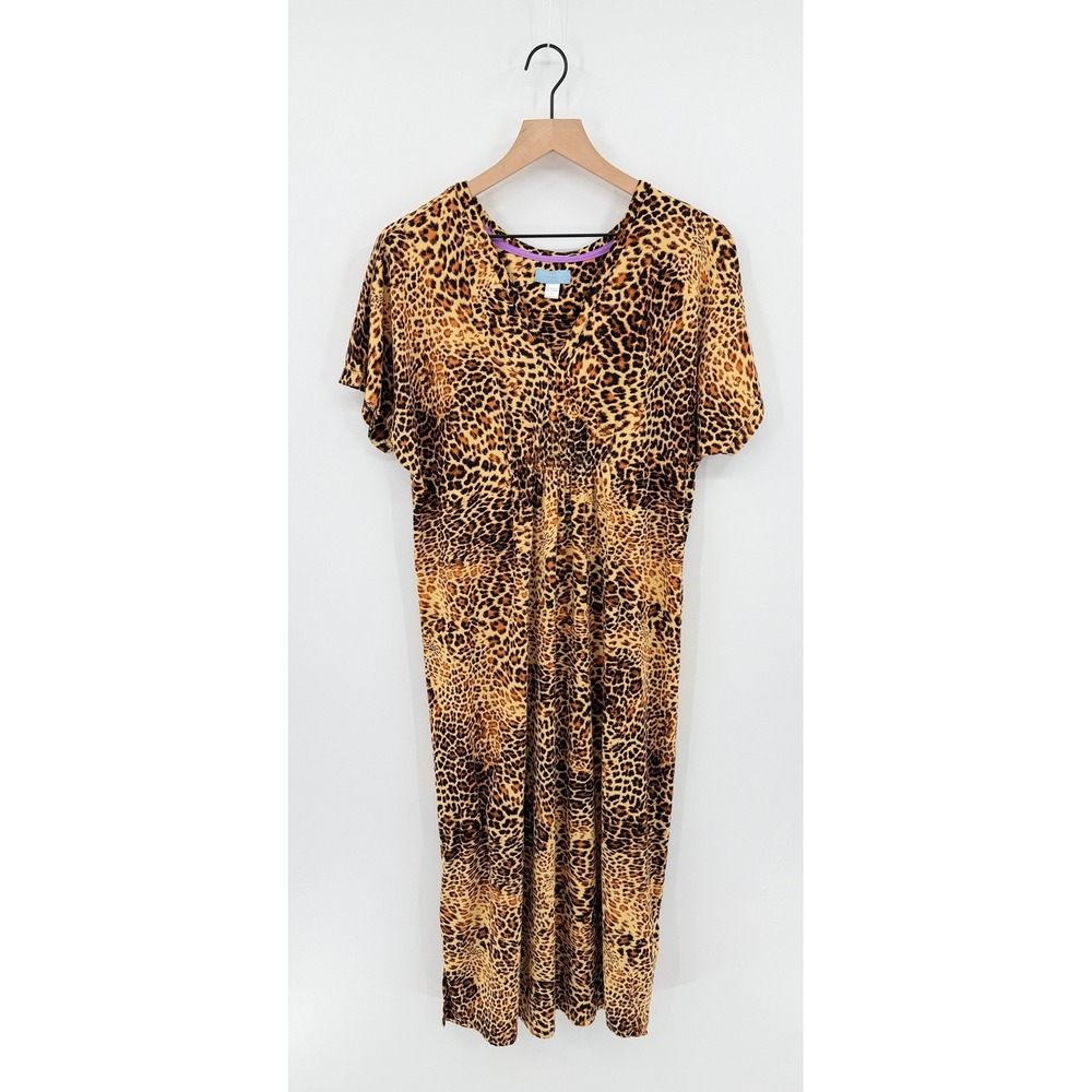 Celestial Dreams Nightgown Size M 8-10 Leopard Animal Print Empire Waist Safari